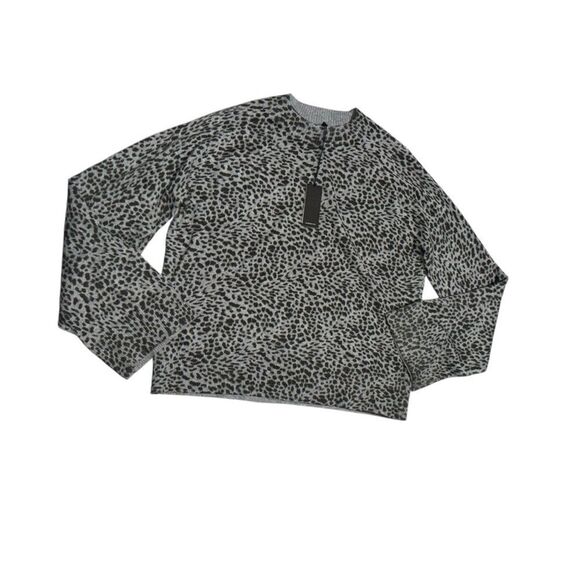 NWT Monrow grey leopard cashmere blend bell sleeve sweater size large - Picture 4 of 9